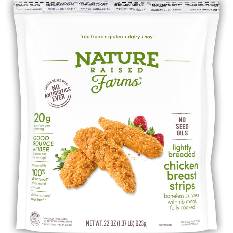 Nature Raised Farms No Seed Oils Lightly Breaded Frozen Chicken Breast Strips, 22 oz, 20g Protein per Serving (Fully Cooked) — photo 7