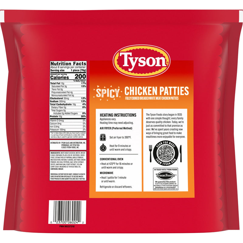 Tyson White Meat Spicy Breaded Chicken Patties, 23 oz (Frozen, Fully Cooked) — photo 8