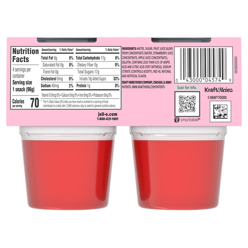 Jell-O Original Strawberry Artificially Flavored Ready-to-Eat Gelatin Snack Cups, 4 Count Cups — photo 6