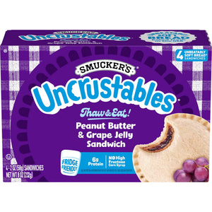 Smucker's Frozen Uncrustables Peanut Butter & Grape Jelly Sandwiches, 8 oz, 4 ct