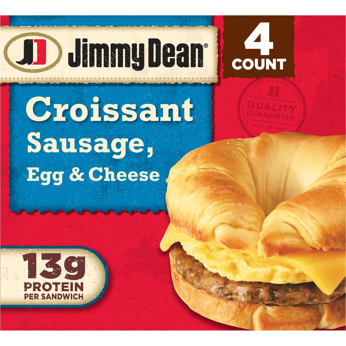 Jimmy Dean Frozen Breakfast Sandwiches Egg & Cheese Croissant, 18 oz, 4 ct