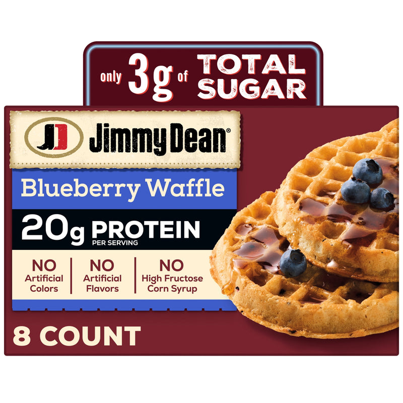 Jimmy Dean Frozen Protein Blueberry Waffles, 11.28 oz, 8 Count — package