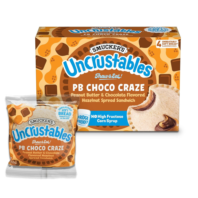 Smucker’s Uncrustables Peanut Butter and Chocolate Flavored Hazelnut Spread Sandwiches, 4 Count, 1.8 oz Each, Frozen — photo 4