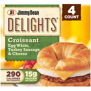 Jimmy Dean Frozen Delights Breakfast Sandwiches Turkey Sausage, Egg White & Cheese Croissant, 19.2 oz, 4 ct