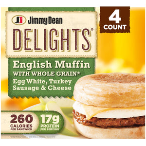 Jimmy Dean Frozen Delights Breakfast Sandwiches Turkey Sausage, Egg White & Cheese English Muffin, 20.4 oz, 4 ct
