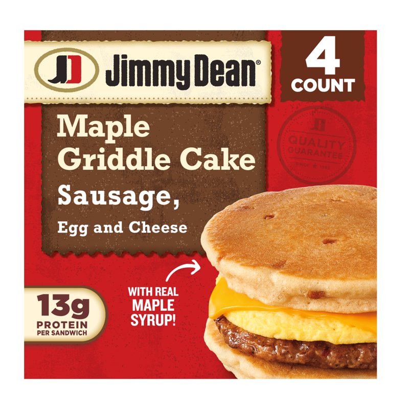 Jimmy Dean Frozen Breakfast Sandwiches, Egg and Cheese Maple Griddle Cake, 18.8 oz, 4 Count — package