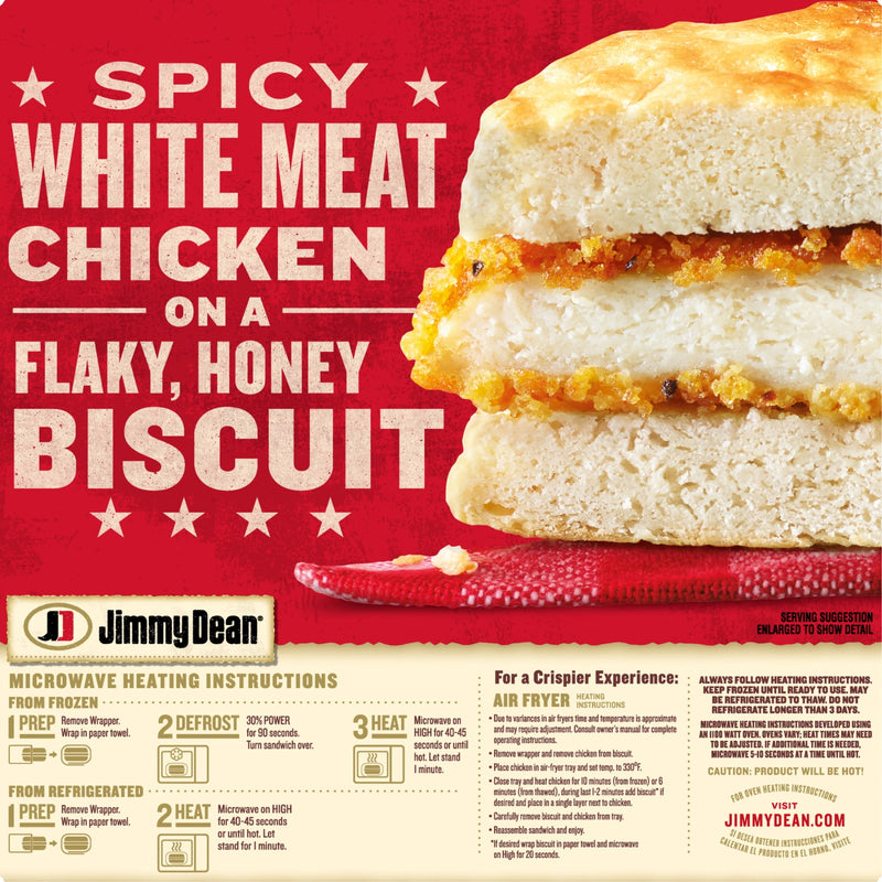 Jimmy Dean Frozen Breakfast Sandwiches, Spicy Crispy Chicken Honey Biscuit, 16.4 oz, 4 Count — photo 3