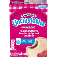 Smucker’s Uncrustables Peanut Butter & Raspberry Spread Sandwiches, 4 Count, 2 oz Each, Frozen — package