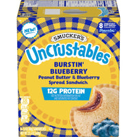 Smucker’s Uncrustables Burstin' Blueberry Morning Protein Snacks, Peanut Butter & Blueberry Spread Sandwiches on Wheat Bread, 8 Count, 2.8 oz Each, Frozen — photo 2