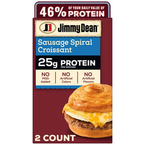 Jimmy Dean Frozen Protein Breakfast Sandwiches Sausage, Egg & Cheese Croissant, 13.3 oz, 2 ct