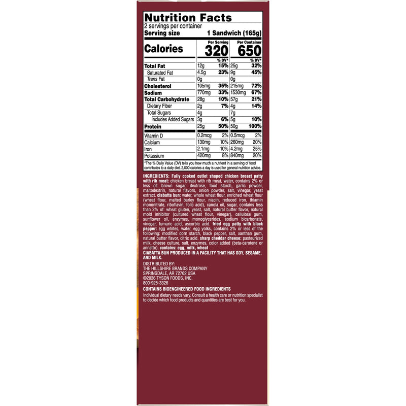 Jimmy Dean Frozen Protein Breakfast Sandwiches, Chicken, Egg, Cheese Ciabatta, 11.7 oz, 2 Count — photo 2