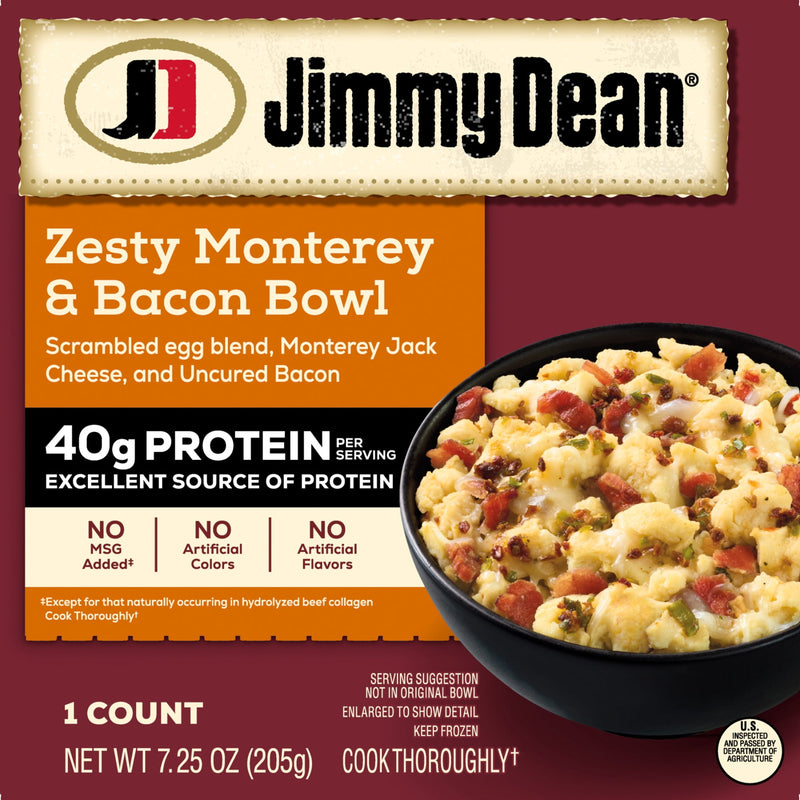 Jimmy Dean Frozen Protein Breakfast Bowl, Zesty Scrambled Egg, Monterey Jack & Bacon, 7.25 oz — photo 2