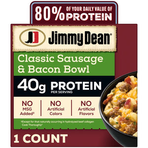 Jimmy Dean Frozen Protein Breakfast Bowl Classic Sausage, Bacon, Cheese & Scrambled Egg, 7.25 oz