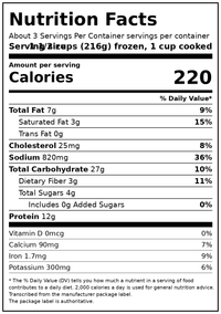 Birds Eye Voila! Alfredo Chicken Skillet Meals, Frozen Meal, 21 oz. Bag — Nutrition Facts