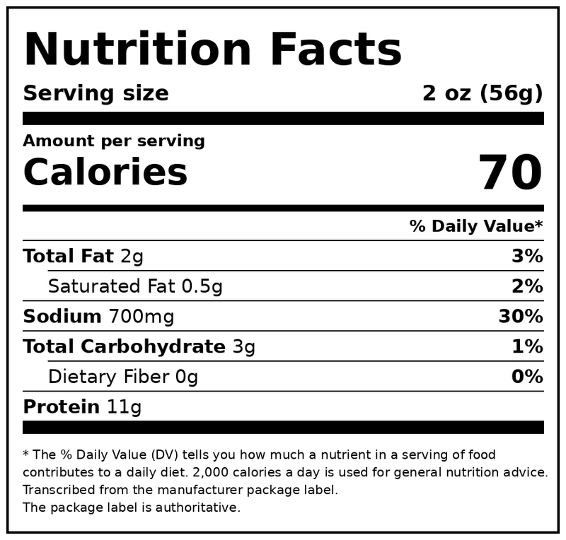 John Morrell Diced Ham 8 oz Resealable Package — Nutrition Facts