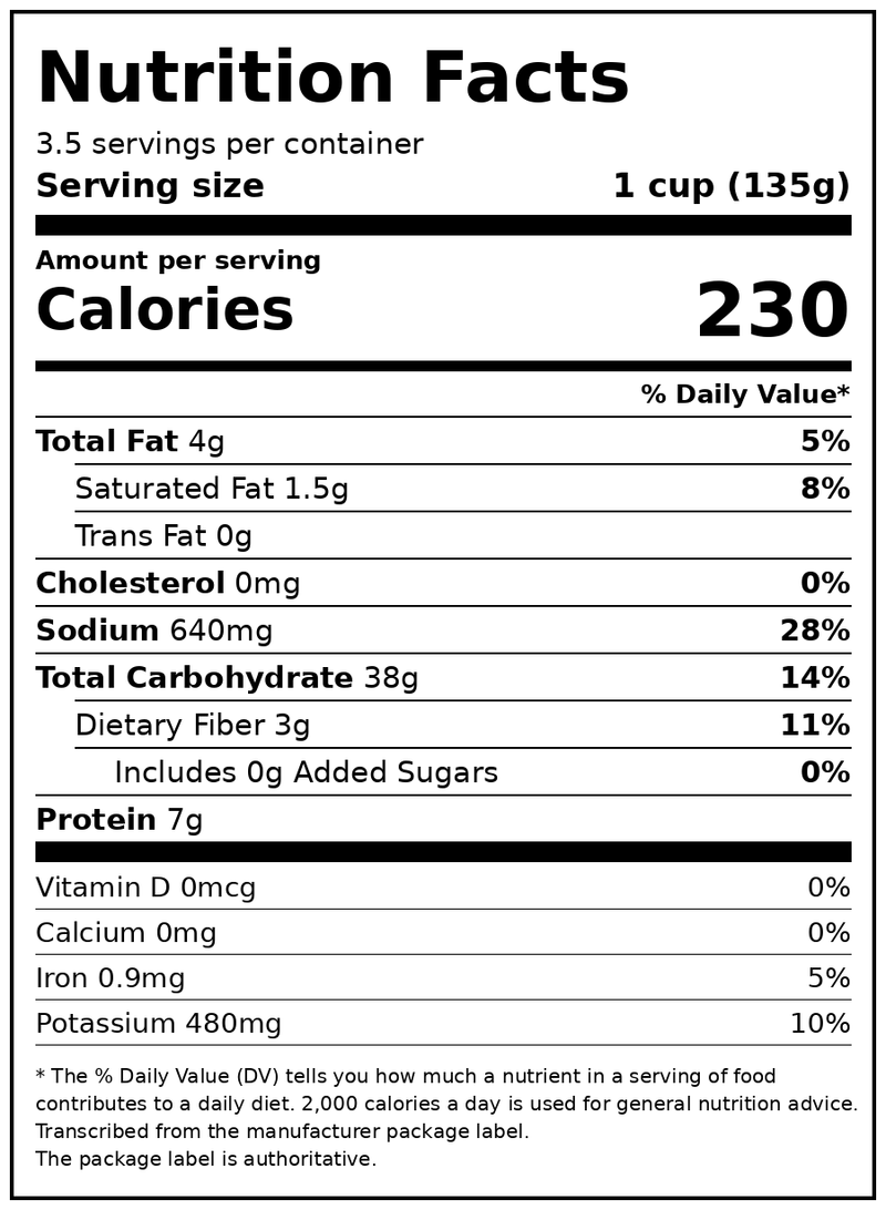 bettergoods Marinara and Parmesan Gnocchi, 16 oz (Frozen) — Nutrition Facts