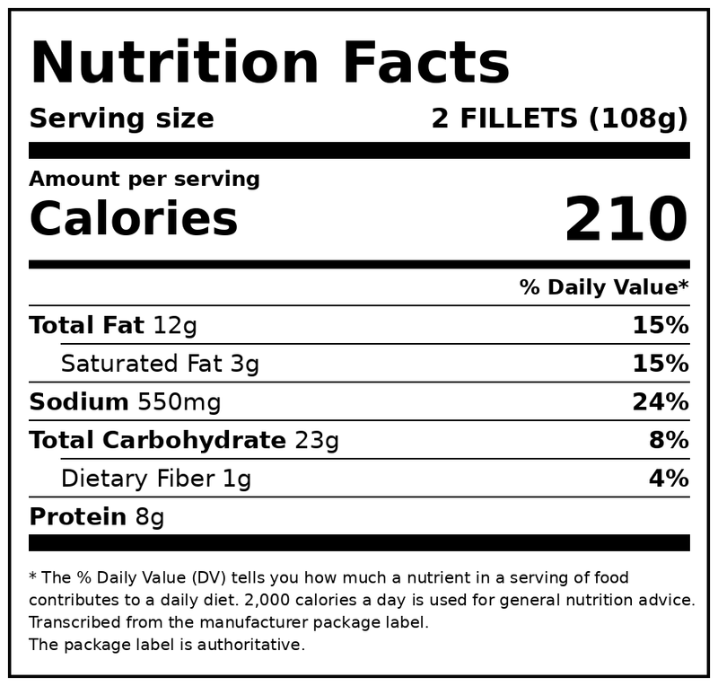 Great Value Crispy Battered Fish Fillets, 19 oz, 10 Count — Nutrition Facts