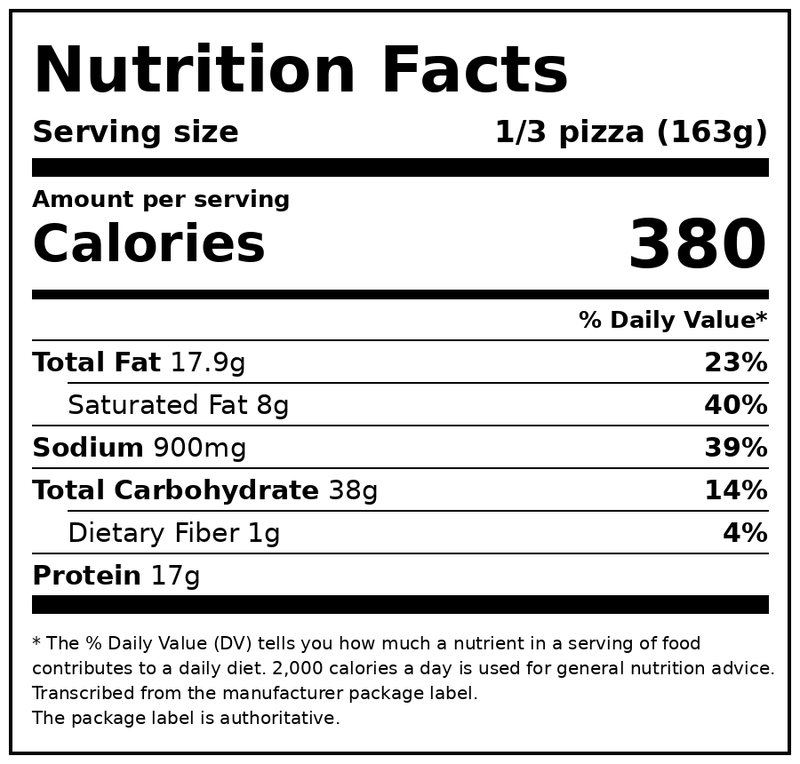 Great Value Thin Crust Philly Cheesesteak Pizza, 17.25 oz (Frozen) — Nutrition Facts