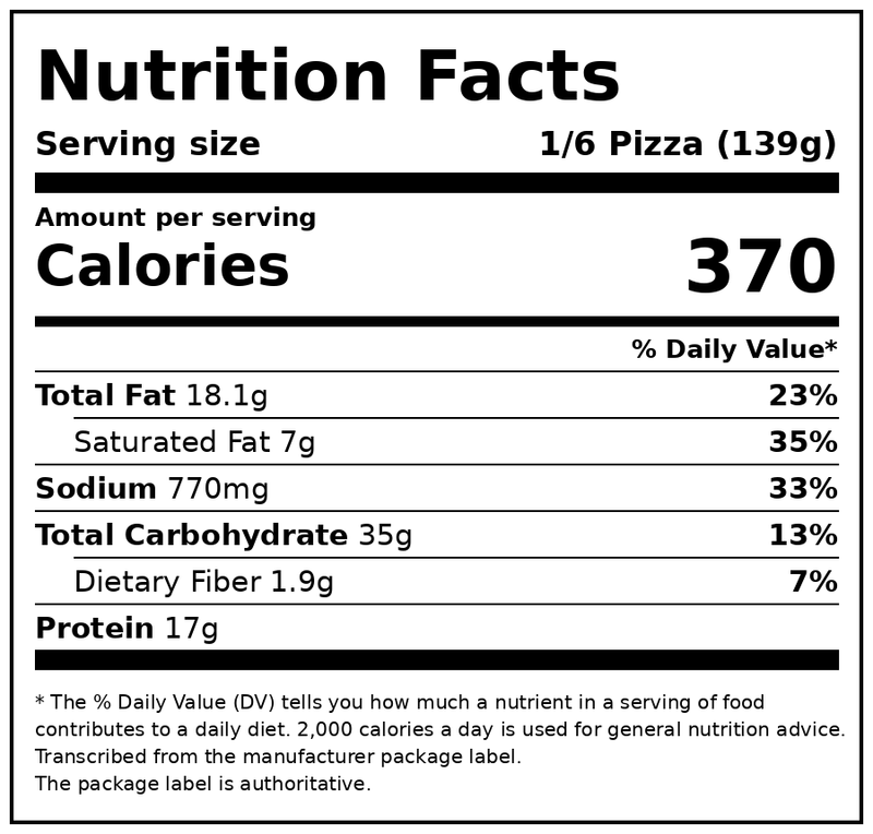 Authentic Motor City Pizza Company. Supreme Detroit-Style Pizza, Tomato Sauce, 27.87 oz (Frozen) — Nutrition Facts