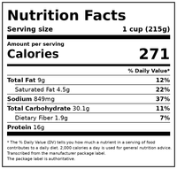 Stouffer’s Classic Lasagna with Meat and Sauce, Large Size, Oven Ready, Frozen Dinners 19 oz — Nutrition Facts