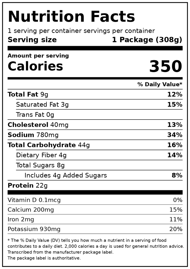 Lean Cuisine Chicken Parmesan, Frozen Meal, 10.875 oz — Nutrition Facts