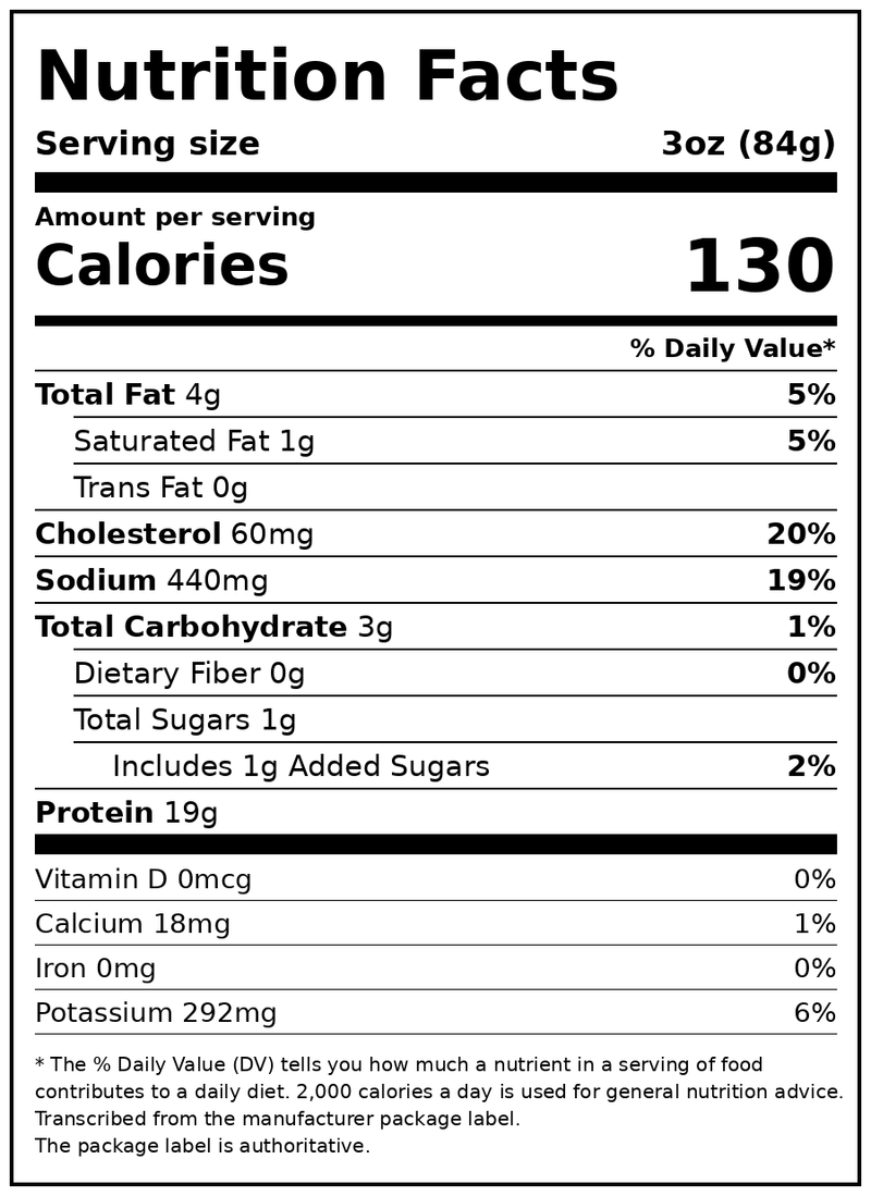 Soules Kitchen Rotisserie Chicken, 8 oz, Refrigerated, 18g Protein per 3oz Serving — Nutrition Facts