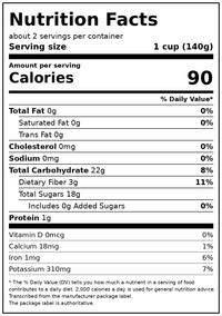 Great Value Organic Dark Sweet Cherries, 10 oz (Frozen) — Nutrition Facts