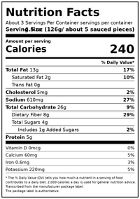 Birds Eye Garlic Parmesan Cauliflower Wings, Frozen Vegetables, 13.25 oz. Bag — Nutrition Facts