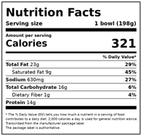 Great Value Frozen Sausage & Gravy Breakfast Bowl, 7 oz — Nutrition Facts