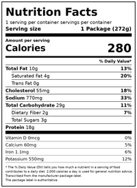 Stouffer’s Roast Turkey, Single Serve Frozen Meal, Frozen Turkey Dinner, 9.625 oz (frozen) — Nutrition Facts