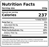 GOYA Baked Sweet Ripe Plantains 11 oz — Nutrition Facts