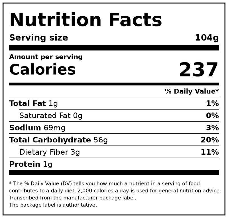 GOYA Baked Sweet Ripe Plantains 11 oz — Nutrition Facts