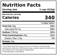 Stouffer’s Meat Lovers Lasagna, Large Size, Oven Ready Lasagna, Easy Frozen Dinners 18 oz — Nutrition Facts