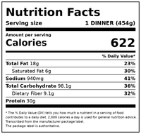 Corky's Authentic Memphis BBQ Pork Rib Dinner with Award-Winning Sauce, Baked Beans, and Cinnamon Apples, Frozen Single Serve, 16 oz — Nutrition Facts