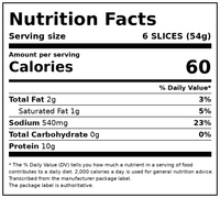 Great Value Roast Beef Lunchmeat, 7 oz Plastic Tub — Nutrition Facts