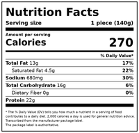 Tyson Stuffed Chicken Breasts Cordon Bleu, 2 Count (Frozen) — Nutrition Facts