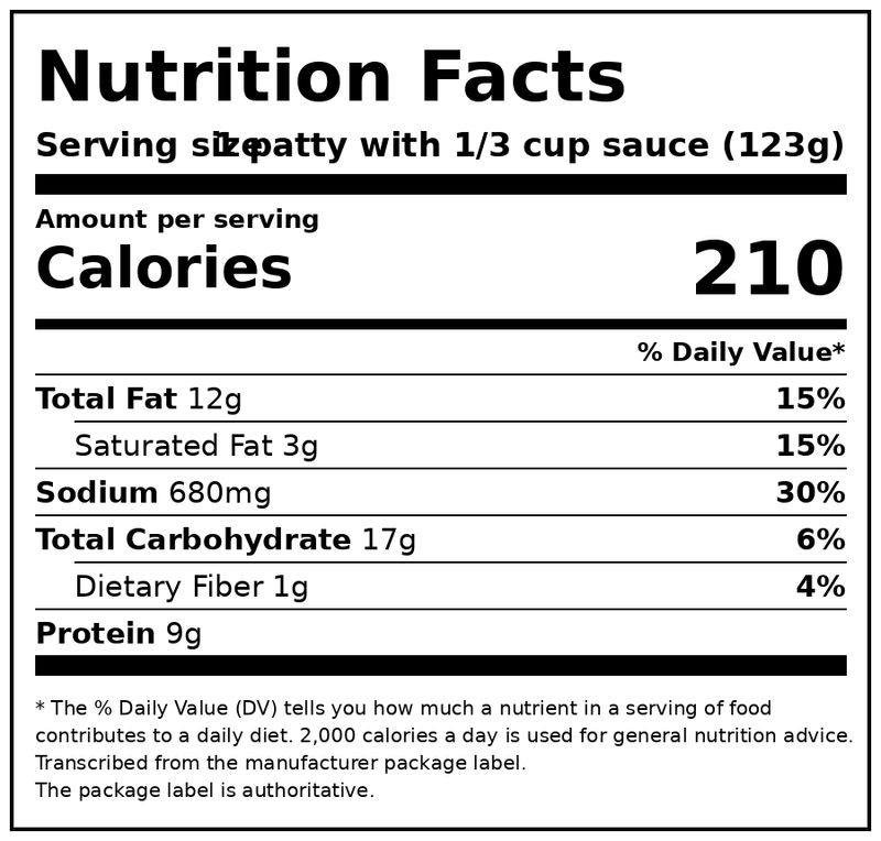 On-Cor Chicken Parmagiana with Tomato Sauce Packaged Meal, 26 oz, (Frozen) — Nutrition Facts