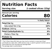 Great Value Hickory Smoked Lower Sodium Bacon, 16 oz — Nutrition Facts