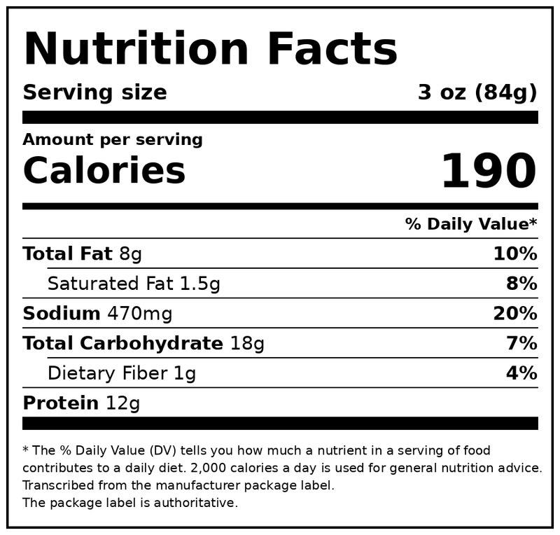 Tyson Any'tizers Honey BBQ Boneless Chicken Bites, 24 oz (Frozen, Fully Cooked) — Nutrition Facts