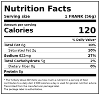 Gwaltney Original Fresh Chicken Hot Dogs Bun Size 3 lb — Nutrition Facts