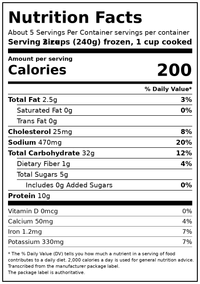 Birds Eye Voila! Family Size Fajita Chicken Frozen Meal, 41 oz (Frozen) — Nutrition Facts