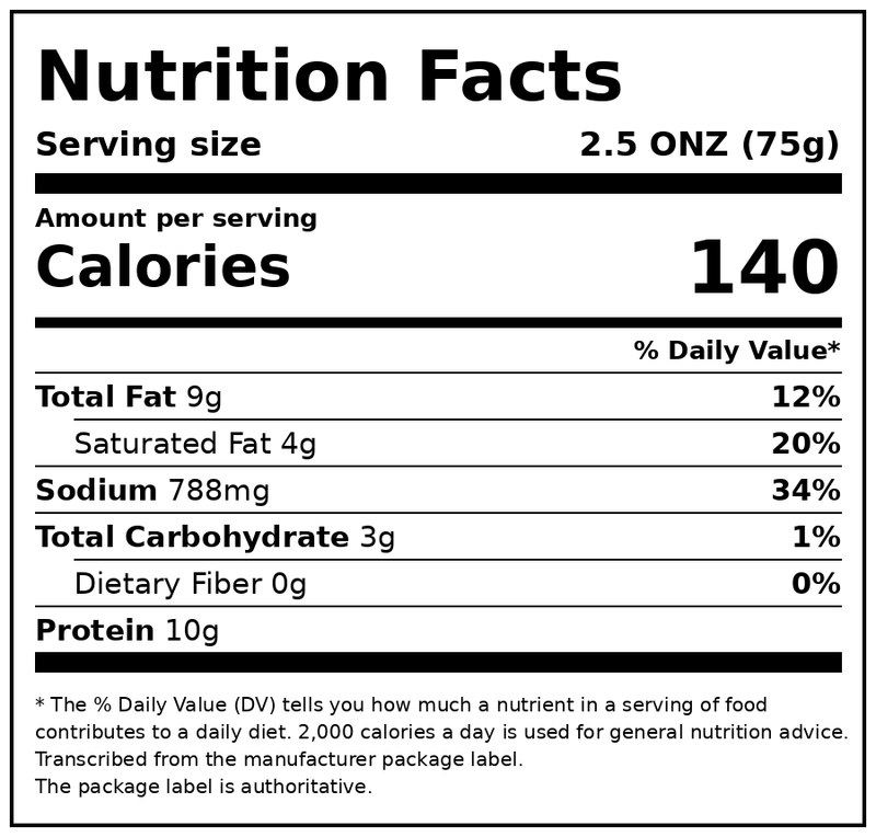 Roger Wood Beef Smoked Sausage (24 oz, Fully Cooked) - Family Pack, Refrigerated, Vacuum Sealed — Nutrition Facts