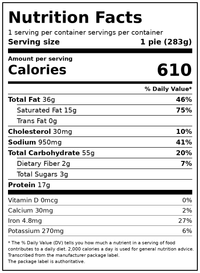 Marie Callender's Chicken Pot Pie, Frozen Meal, 10 oz. — Nutrition Facts