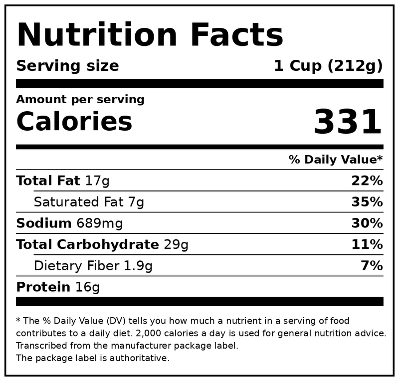 Stouffer’s Meat Lovers Lasagna, Large Family Size, Frozen Lasagna Frozen Family Dinners 57 oz — Nutrition Facts