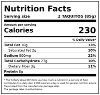 Jose Ole Chicken & Cheese Taquitos in Flour Tortillas, Frozen Mexican Food, 22.5 oz, 15 Ct — Nutrition Facts
