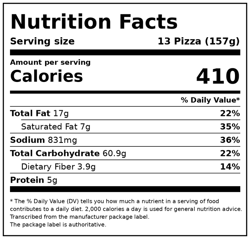 Daiya Dairy Free Gluten Free Meatless Pepperoni Pizza, Vegan, 16.7 oz (Frozen) — Nutrition Facts