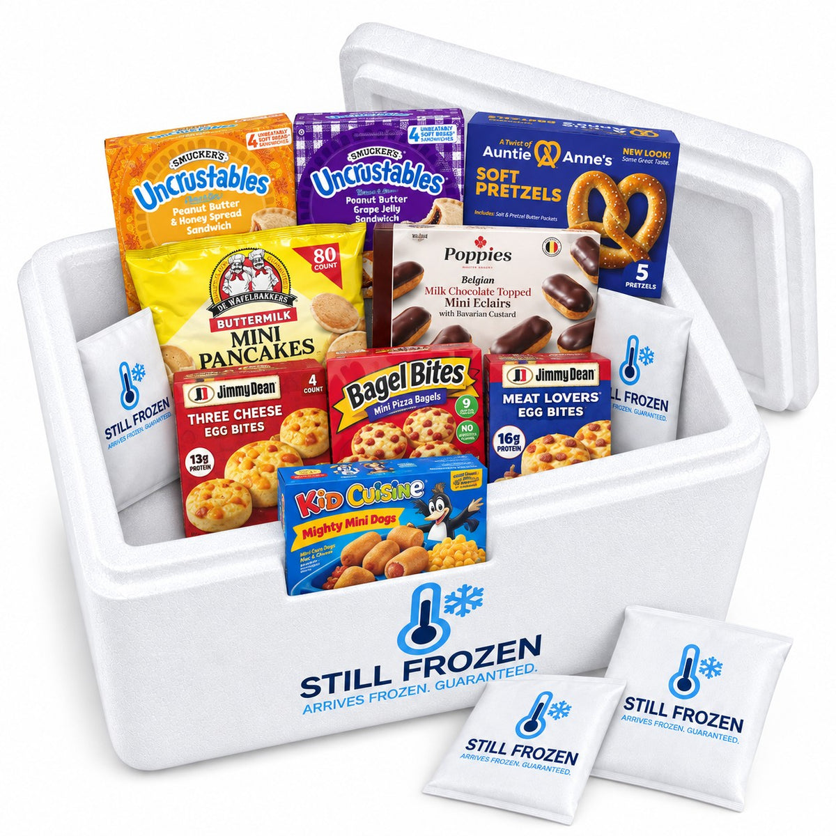 The After-School Snack Box — Jimmy Dean & Smucker's · Cooler M in a Still Frozen foam cooler with gel packs