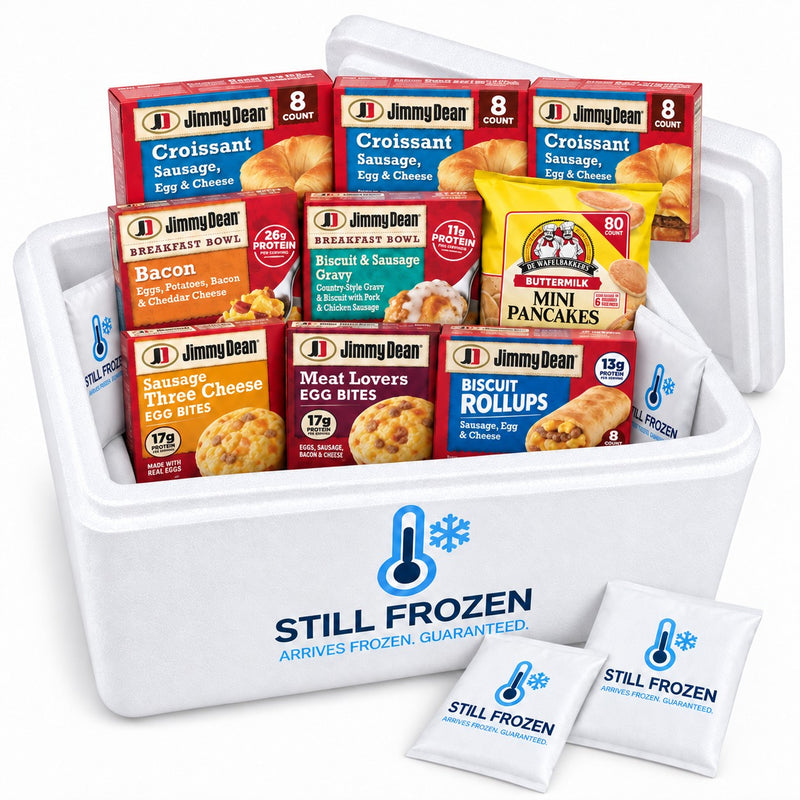 The Breakfast Box · Cooler L in a Still Frozen foam cooler with gel packs