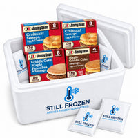 The Breakfast Sandwich Box · Cooler L in a Still Frozen foam cooler with gel packs