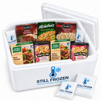 The Easy Dinners Box · Cooler M in a Still Frozen foam cooler with gel packs
